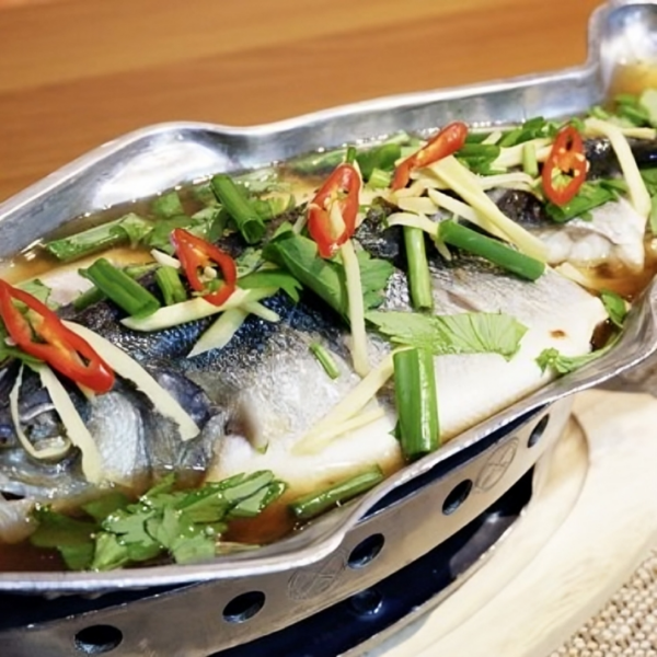 Steamed fish dish in Samut Sakhon, Thailand