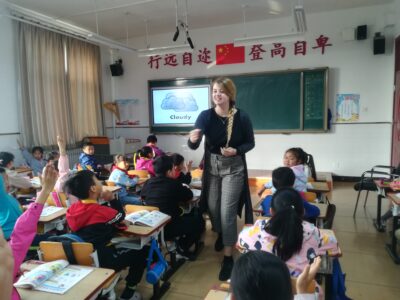 English teacher in class in China 