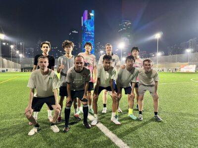 Foreign teachers playing football in China