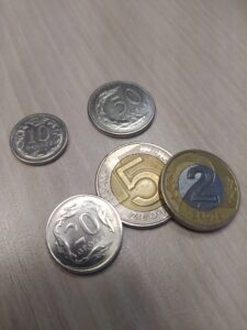 Polish coins on a table 