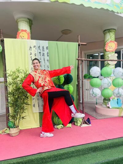 Smiling woman at a Chinese kindergarten