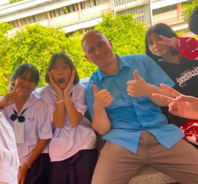 English teacher with his Thai students 